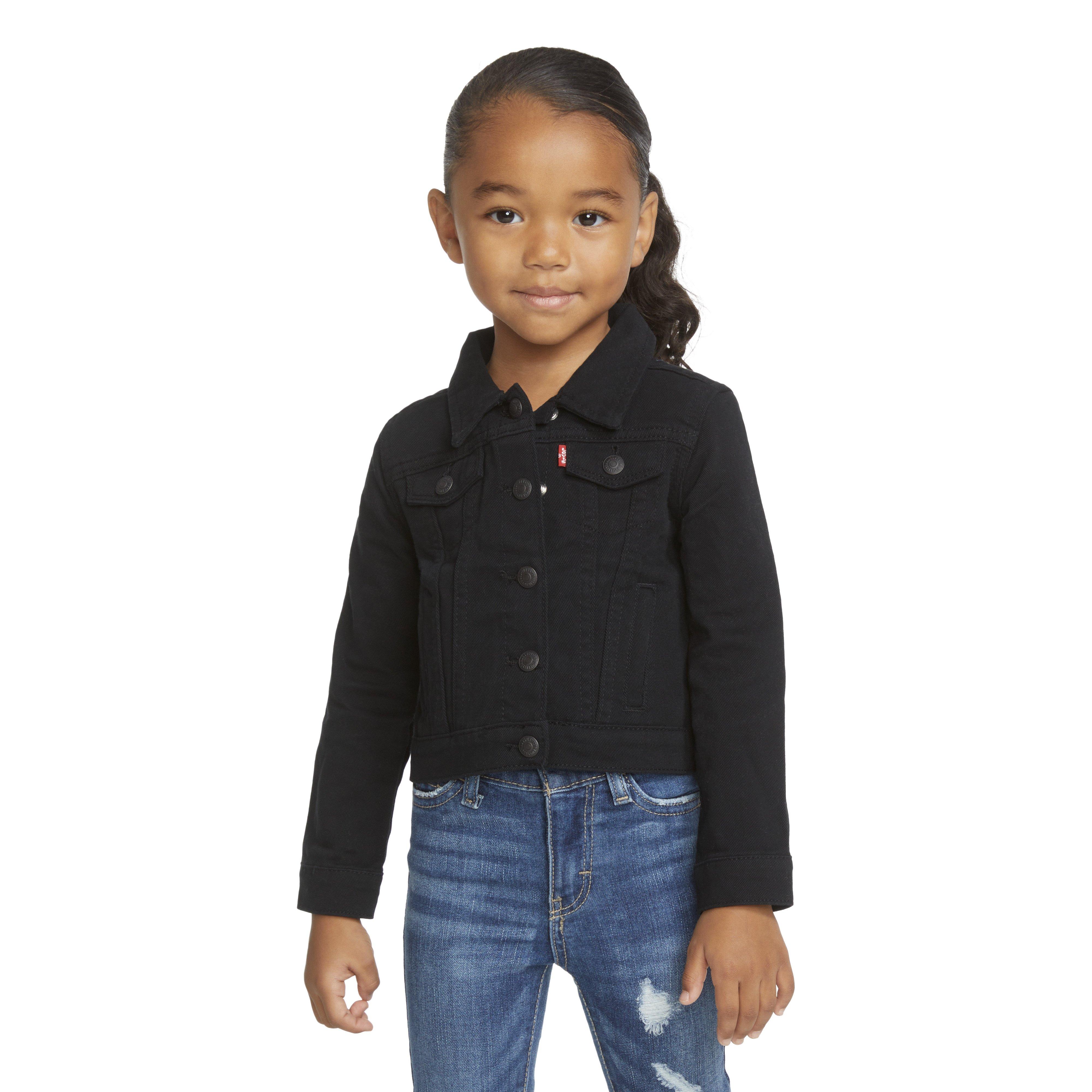 Levi's Toddler Girls' Trucker Style Black Wash Denim Jacket - BLACK